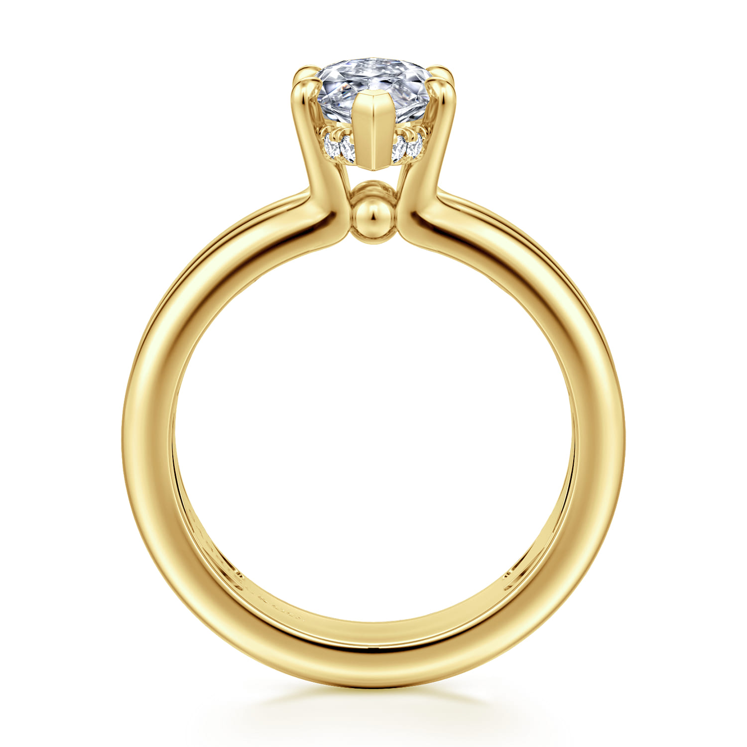 Robin - 14K Yellow Gold Marquise Shape Diamond Engagement Ring - 0.08 ct - Shot 2