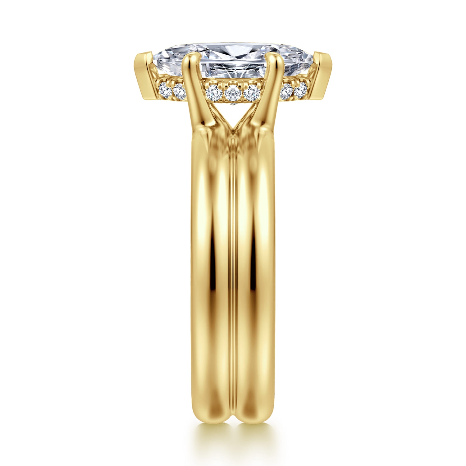 Robin - 14K Yellow Gold Marquise Shape Diamond Engagement Ring - 0.08 ct - Shot 4