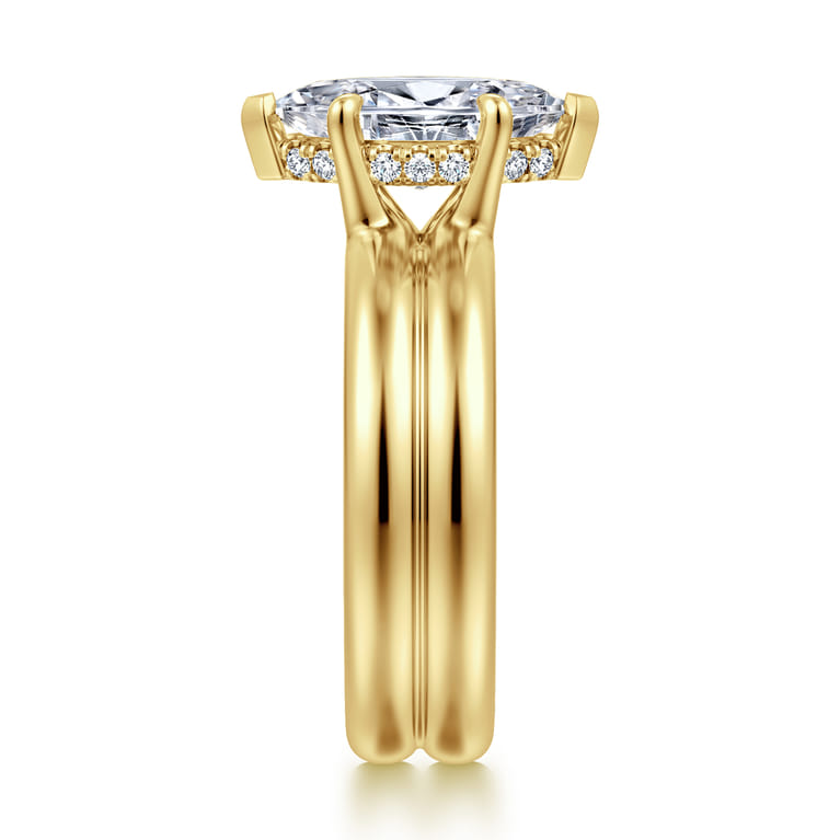 Robin - 14K Yellow Gold Marquise Shape Diamond Engagement Ring - 0.08 ct - Shot 4