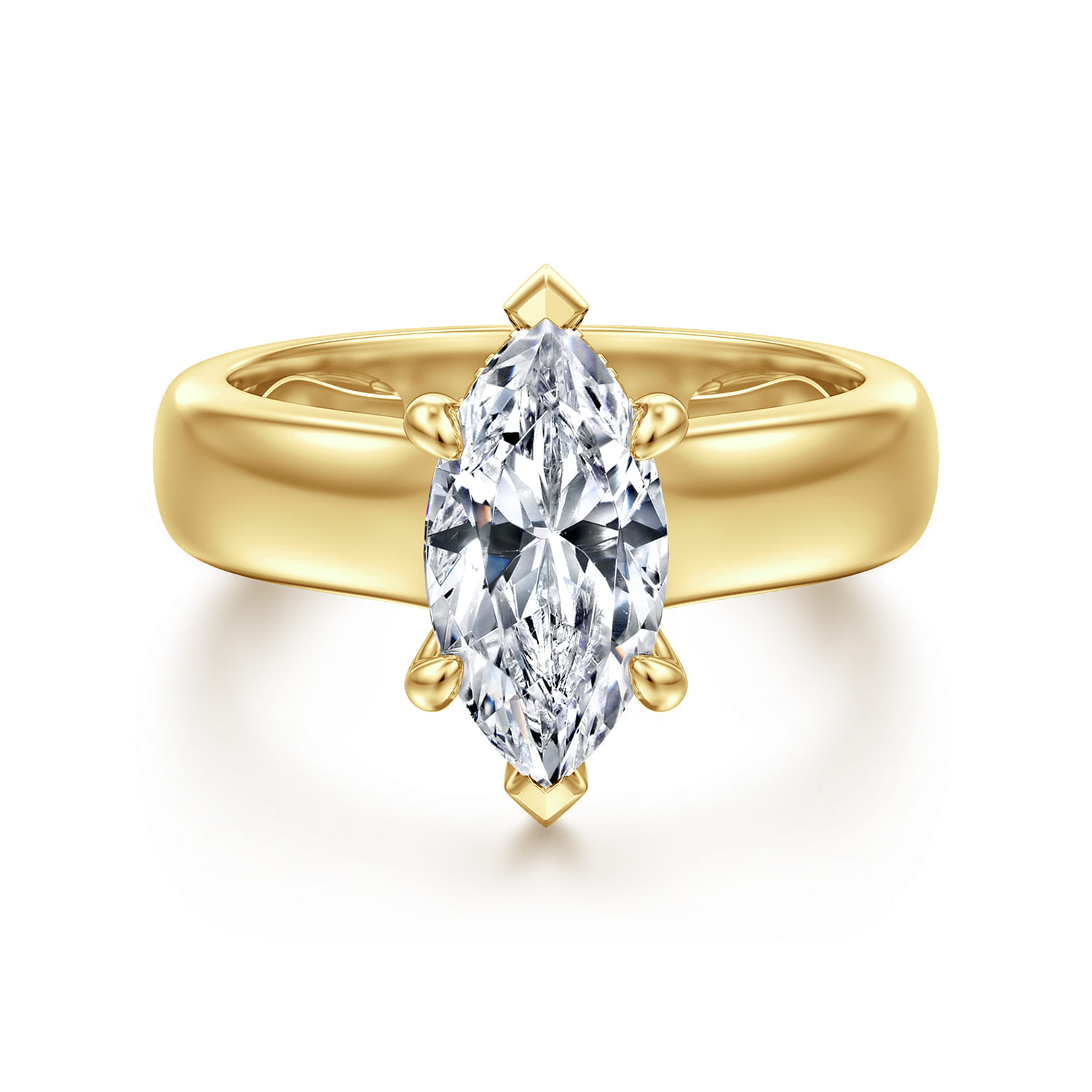 Reeve - 14K Yellow Gold Marquise Shape Diamond Engagement Ring - 0.08 ct - Shot 1