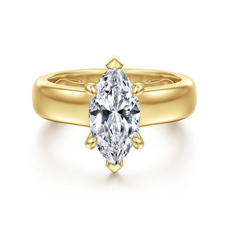 Reeve - 14K Yellow Gold Marquise Shape Diamond Engagement Ring - 0.08 ct - Shot 1