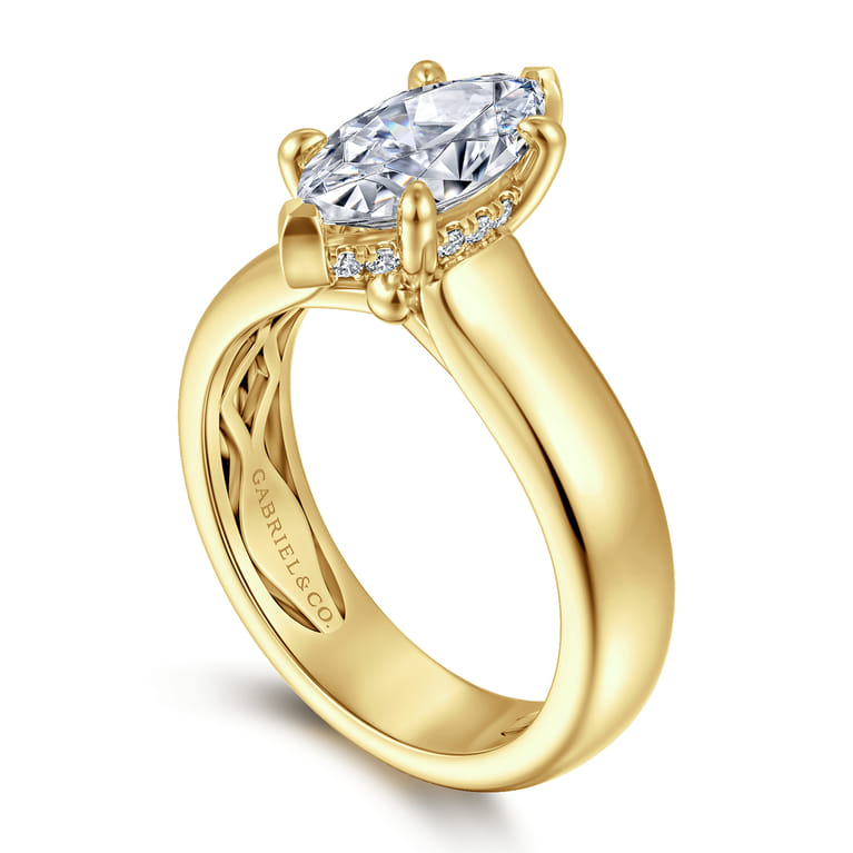 Reeve - 14K Yellow Gold Marquise Shape Diamond Engagement Ring - 0.08 ct - Shot 3
