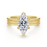 Sela - 14K Yellow Gold Marquise Shape Diamond Engagement Ring - 0.07 ct