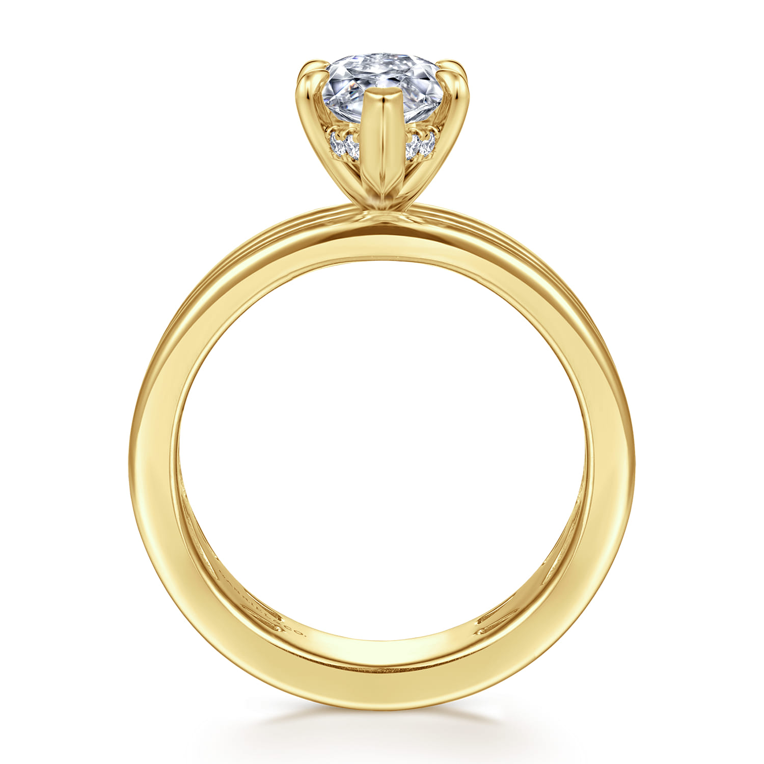 Sela - 14K Yellow Gold Marquise Shape Diamond Engagement Ring - 0.07 ct - Shot 2