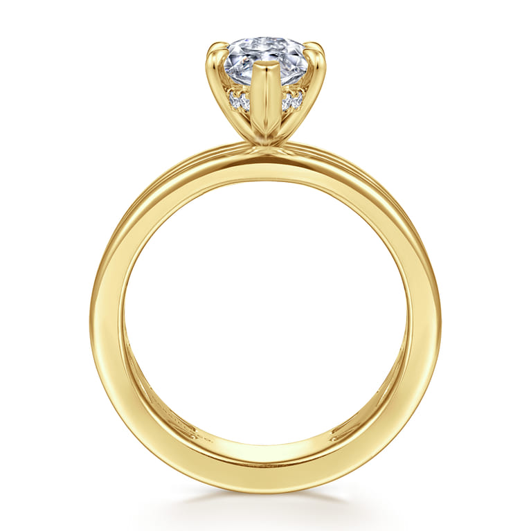 Sela - 14K Yellow Gold Marquise Shape Diamond Engagement Ring - 0.07 ct - Shot 2