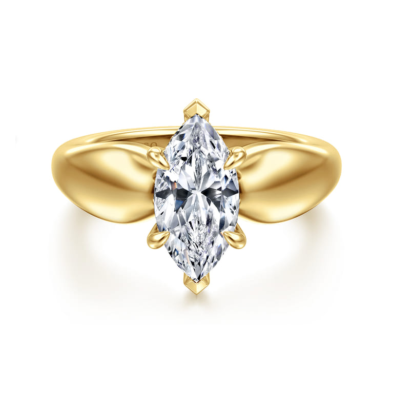 Raven - 14K Yellow Gold Marquise Shape Diamond Engagement Ring - 0.08 ct - Shot 1