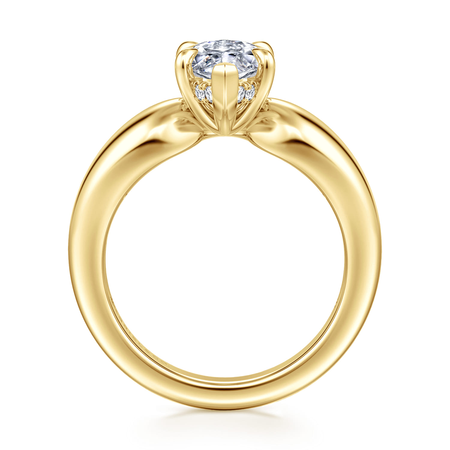 Raven - 14K Yellow Gold Marquise Shape Diamond Engagement Ring - 0.08 ct - Shot 2