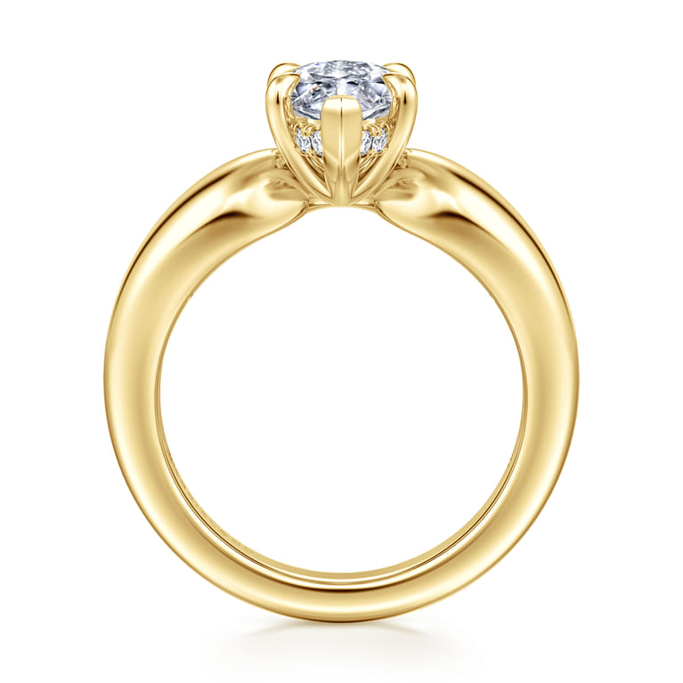Raven - 14K Yellow Gold Marquise Shape Diamond Engagement Ring - 0.08 ct - Shot 2