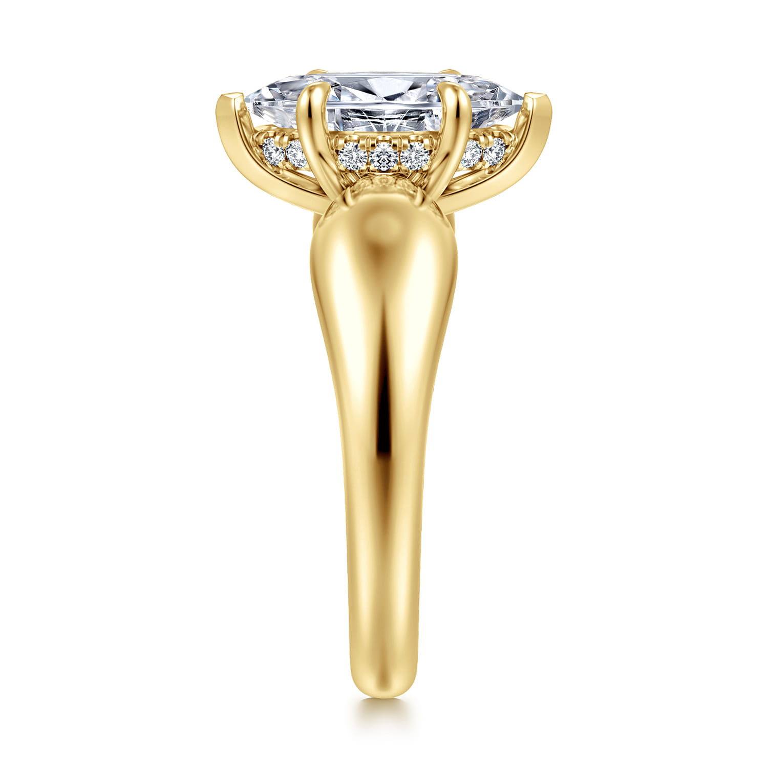 Raven - 14K Yellow Gold Marquise Shape Diamond Engagement Ring - 0.08 ct - Shot 4