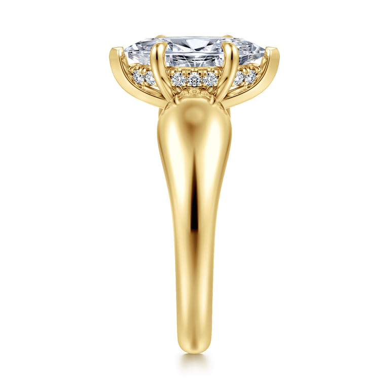 Raven - 14K Yellow Gold Marquise Shape Diamond Engagement Ring - 0.08 ct - Shot 4