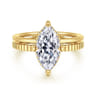 Fabie - 14K Yellow Gold Compass Prong Marquise Diamond Engagement Ring - 0.09 ct