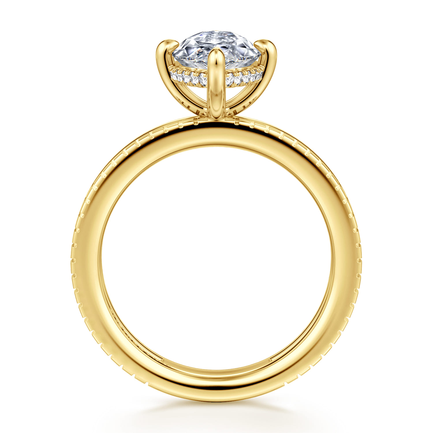 Fabie - 14K Yellow Gold Compass Prong Marquise Diamond Engagement Ring - 0.09 ct - Shot 2