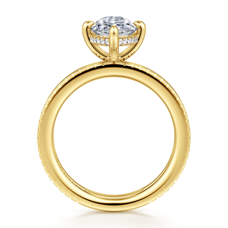 Fabie - 14K Yellow Gold Compass Prong Marquise Diamond Engagement Ring - 0.09 ct - Shot 2