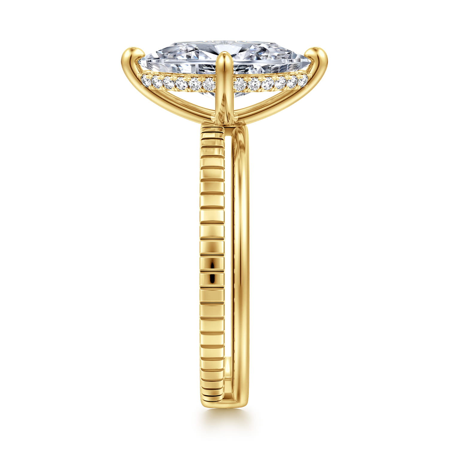 Fabie - 14K Yellow Gold Compass Prong Marquise Diamond Engagement Ring - 0.09 ct - Shot 4