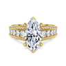Rebecca - Vintage Inspired 14K Yellow Gold Wide Band Marquise Shape Diamond Channel Set Engagement Ring - 1.28 ct