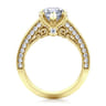 Rebecca - Vintage Inspired 14K Yellow Gold Wide Band Marquise Shape Diamond Channel Set Engagement Ring - 1.28 ct