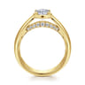 Elza - 14K Yellow Gold Bezel Prong Wide Band Oval Diamond Engagement Ring - 0.14 ct