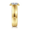 Elza - 14K Yellow Gold Bezel Prong Wide Band Oval Diamond Engagement Ring - 0.14 ct