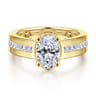 Dennise - 14K Yellow Gold Wide Band Oval Diamond Engagement Ring - 0.5 ct