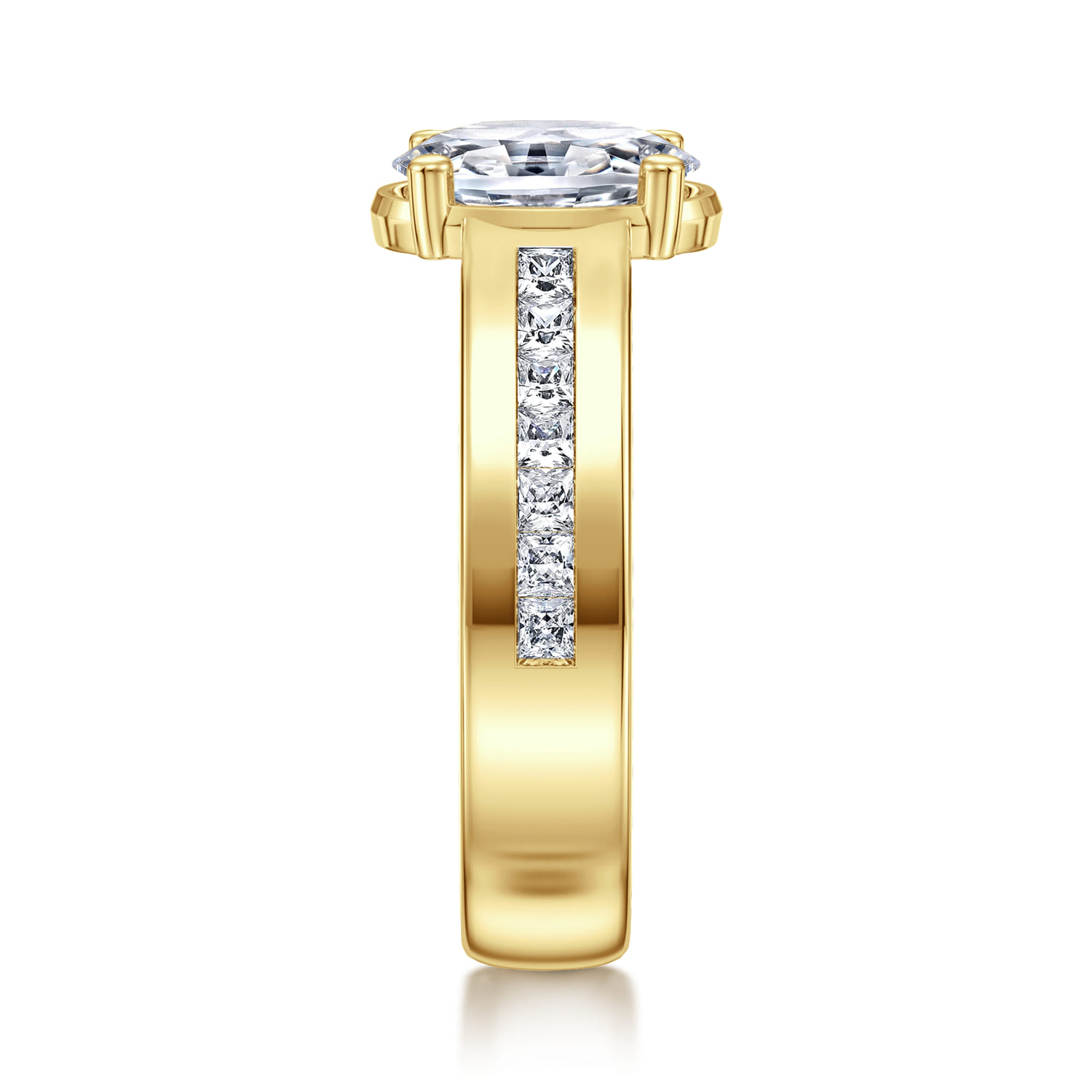 Dennise - 14K Yellow Gold Wide Band Oval Diamond Engagement Ring - 0.5 ct - Shot 4