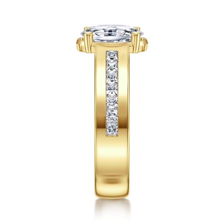 Dennise - 14K Yellow Gold Wide Band Oval Diamond Engagement Ring - 0.5 ct - Shot 4