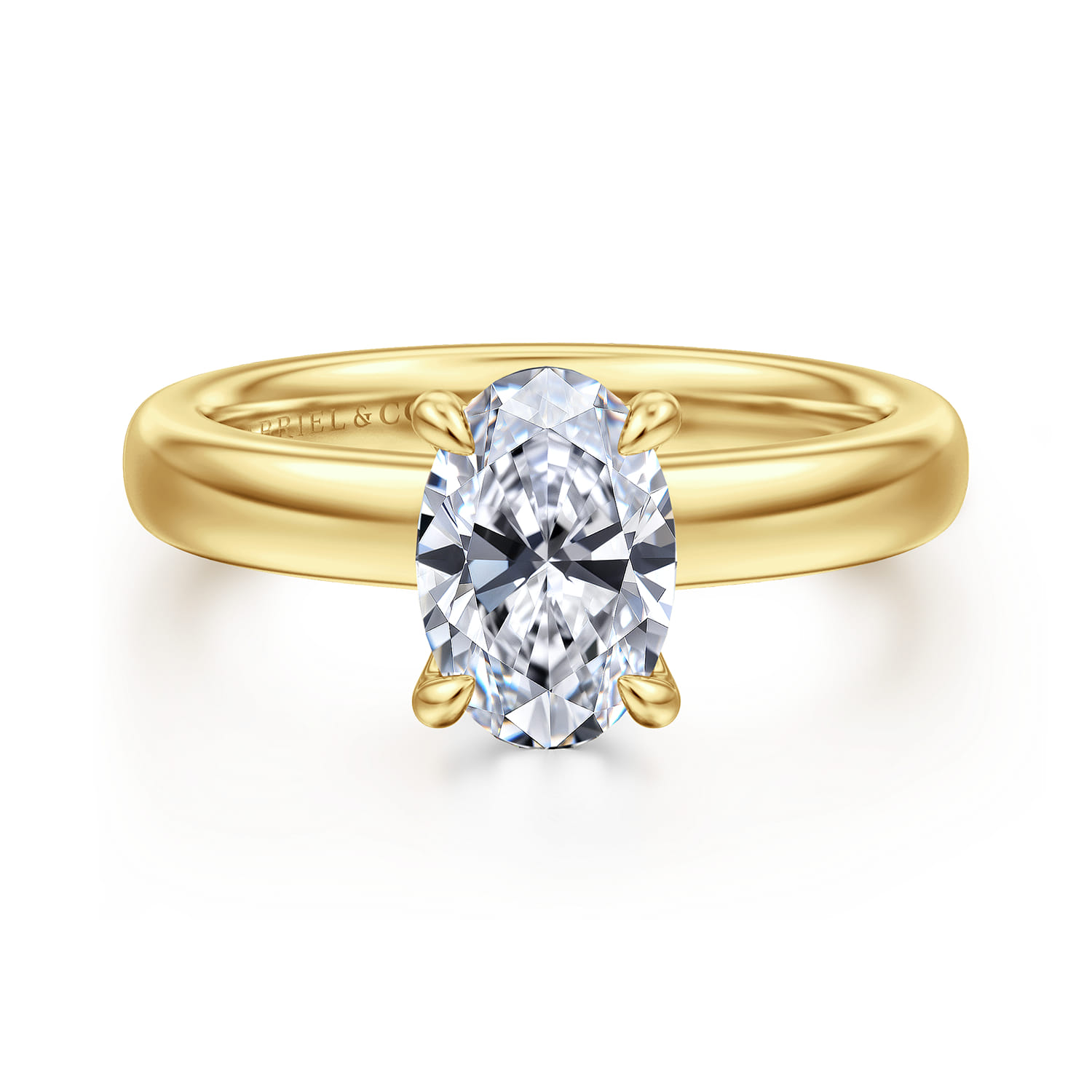 Neema - 14K Yellow Gold Oval Diamond Engagement Ring - 0.07 ct - Shot 1