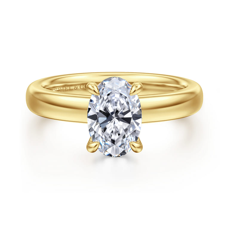 Neema - 14K Yellow Gold Oval Diamond Engagement Ring - 0.07 ct - Shot 1