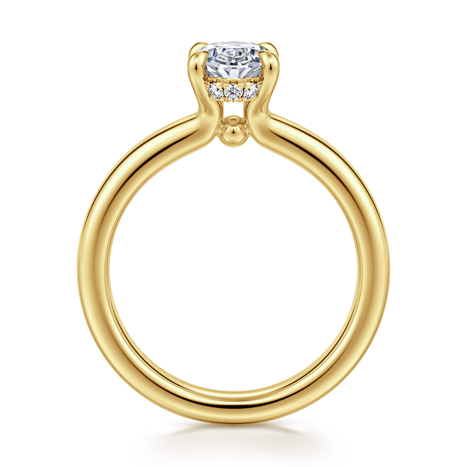 Neema - 14K Yellow Gold Oval Diamond Engagement Ring - 0.07 ct - Shot 2