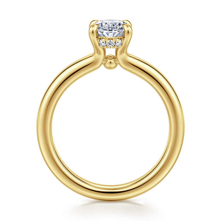 Neema - 14K Yellow Gold Oval Diamond Engagement Ring - 0.07 ct - Shot 2