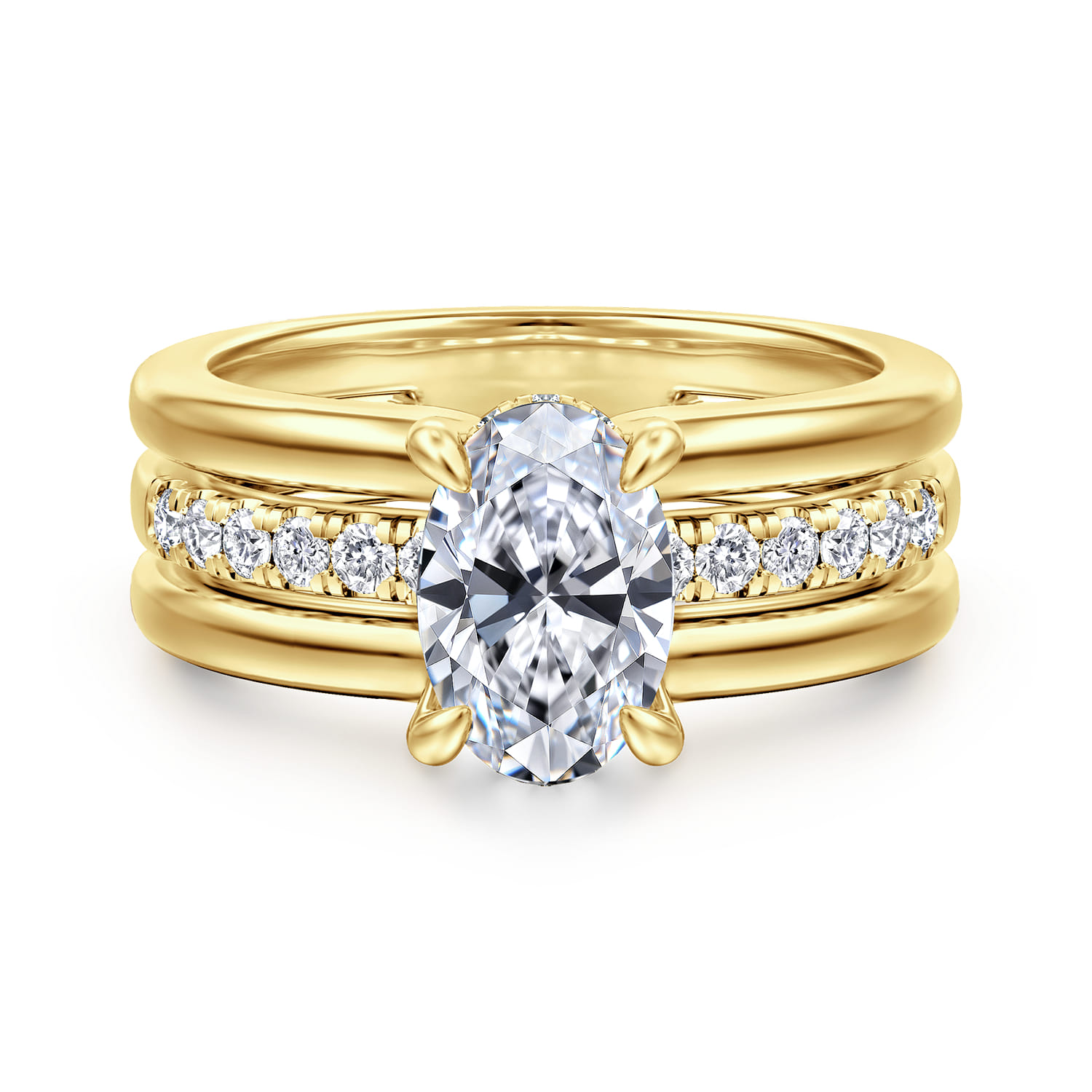 Reeba - 14K Yellow Gold Oval Diamond Engagement Ring - 0.3 ct - Shot 1