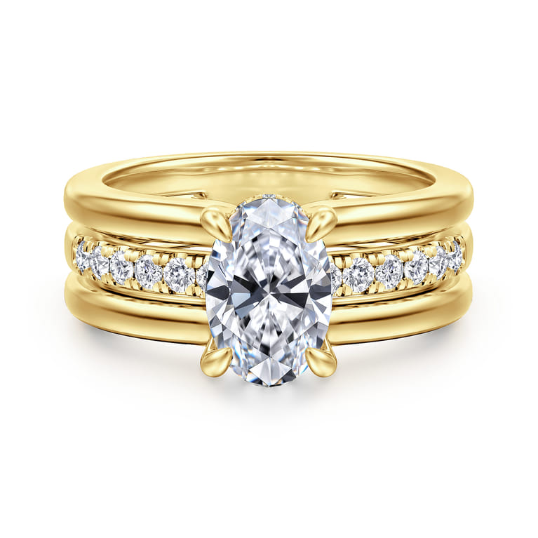 Reeba - 14K Yellow Gold Oval Diamond Engagement Ring - 0.3 ct - Shot 1