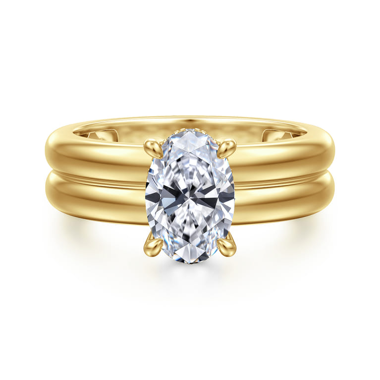Robin - 14K Yellow Gold Oval Diamond Engagement Ring - 0.08 ct - Shot 1