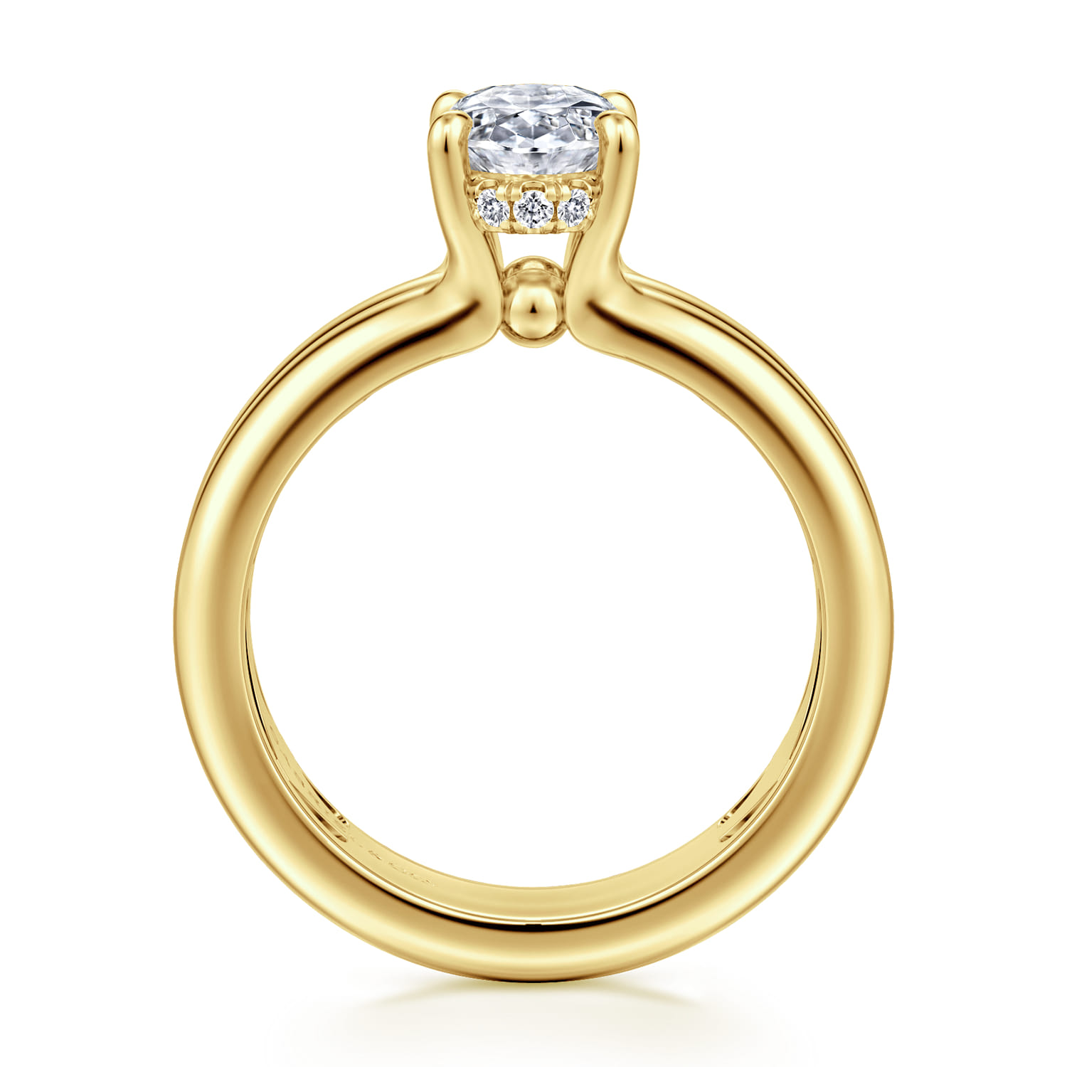 Robin - 14K Yellow Gold Oval Diamond Engagement Ring - 0.08 ct - Shot 2