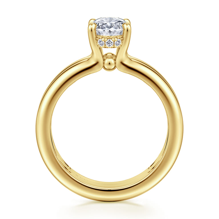 Robin - 14K Yellow Gold Oval Diamond Engagement Ring - 0.08 ct - Shot 2