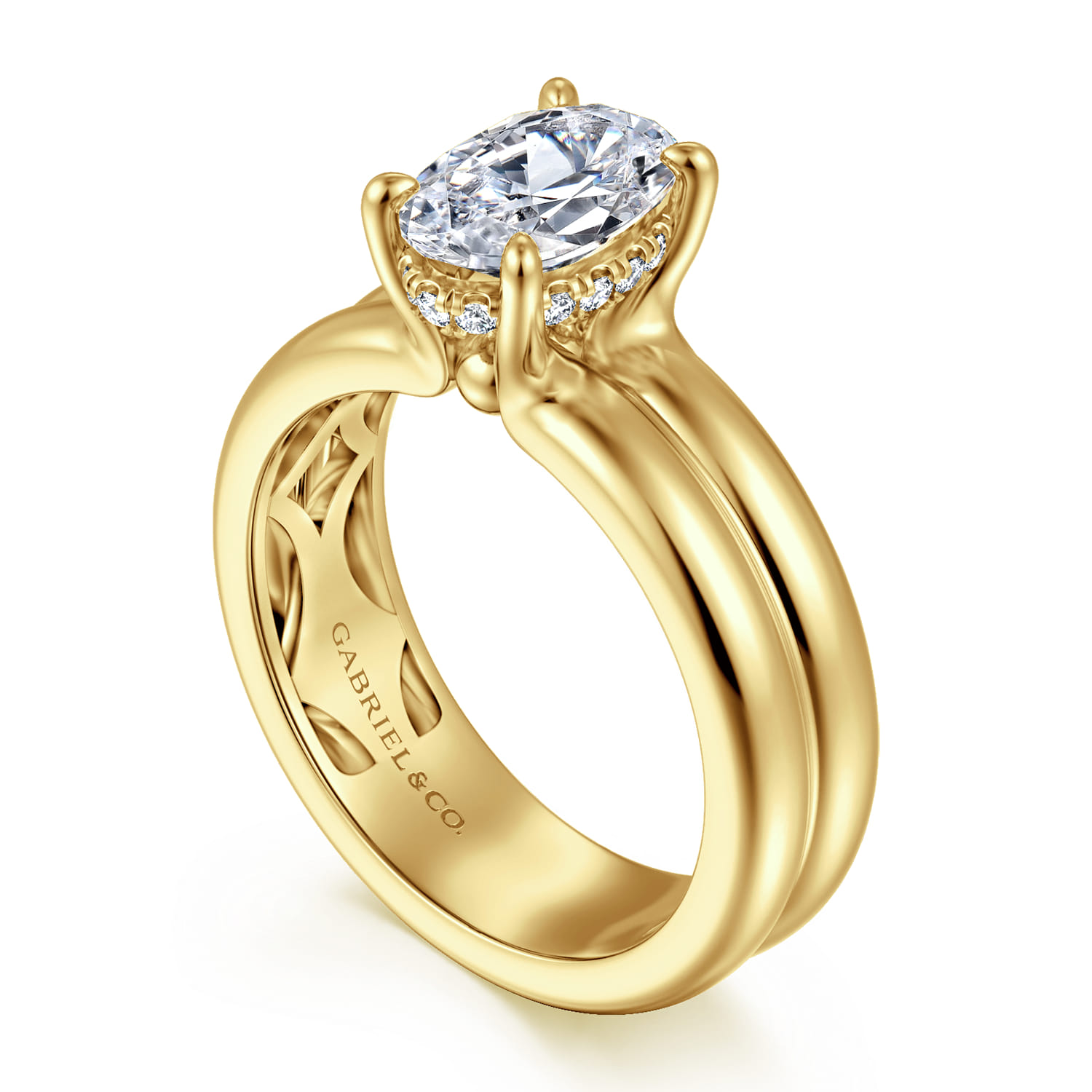 Robin - 14K Yellow Gold Oval Diamond Engagement Ring - 0.08 ct - Shot 3