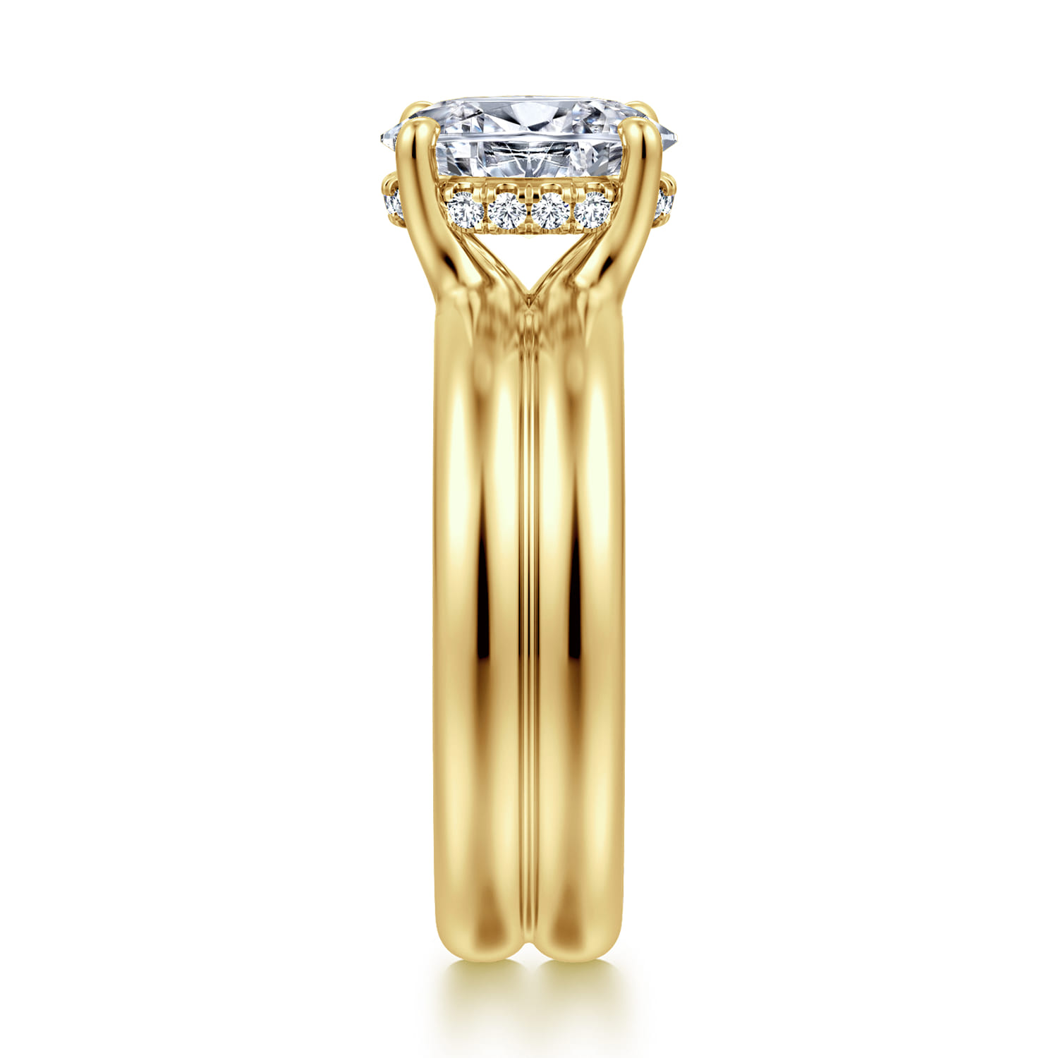 Robin - 14K Yellow Gold Oval Diamond Engagement Ring - 0.08 ct - Shot 4