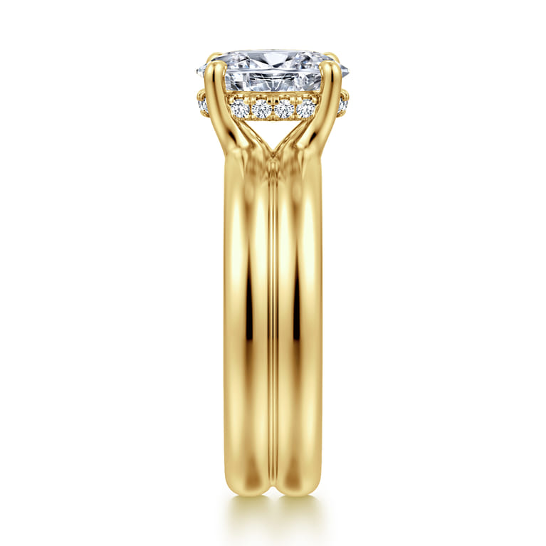 Robin - 14K Yellow Gold Oval Diamond Engagement Ring - 0.08 ct - Shot 4