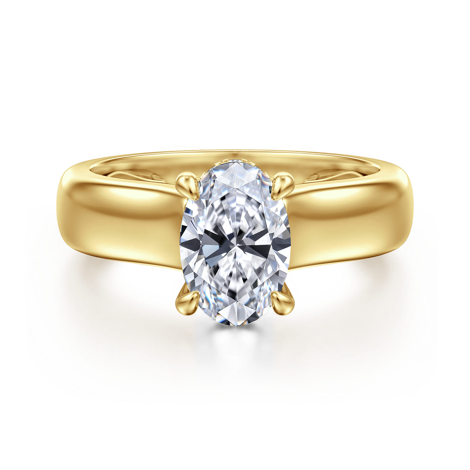 Reeve - 14K Yellow Gold Oval Diamond Engagement Ring - 0.07 ct - Shot 1