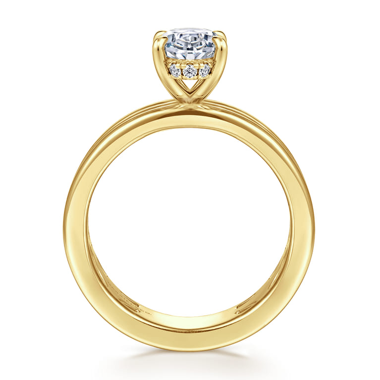 Sela - 14K Yellow Gold Oval Diamond Engagement Ring - 0.07 ct - Shot 2