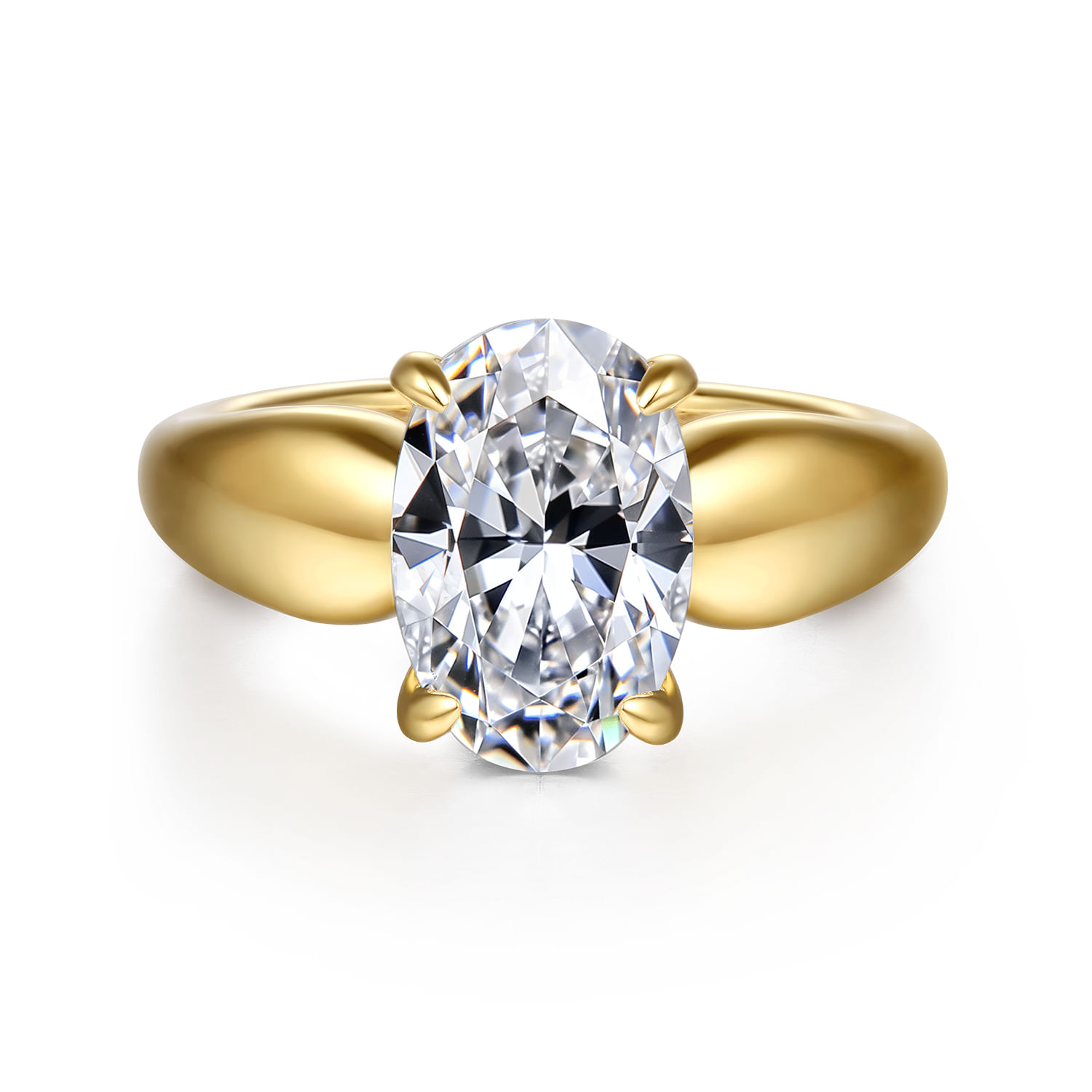 Raven - 14K Yellow Gold Oval Diamond Engagement Ring - 0.11 ct - Shot 1
