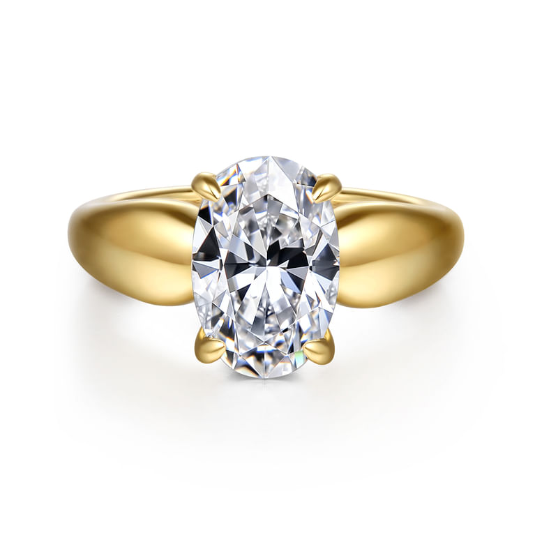 Raven - 14K Yellow Gold Oval Diamond Engagement Ring - 0.11 ct