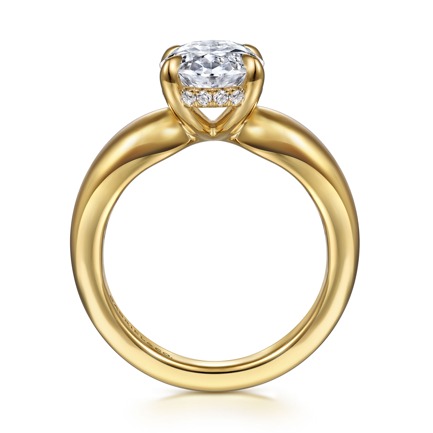 Raven - 14K Yellow Gold Oval Diamond Engagement Ring - 0.11 ct - Shot 2