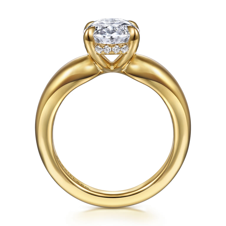 Raven - 14K Yellow Gold Oval Diamond Engagement Ring - 0.11 ct - Shot 2