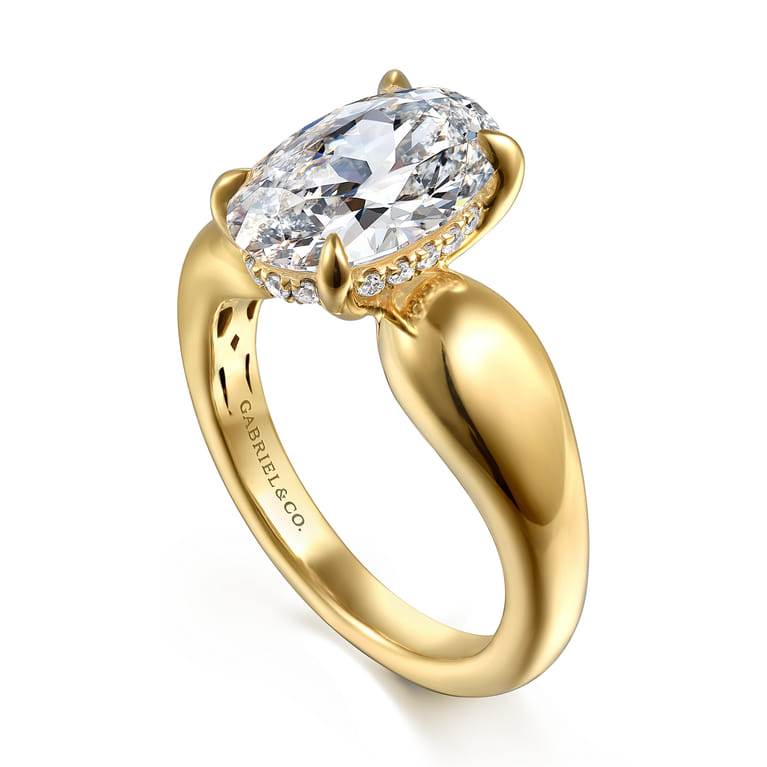 Raven - 14K Yellow Gold Oval Diamond Engagement Ring - 0.11 ct - Shot 3