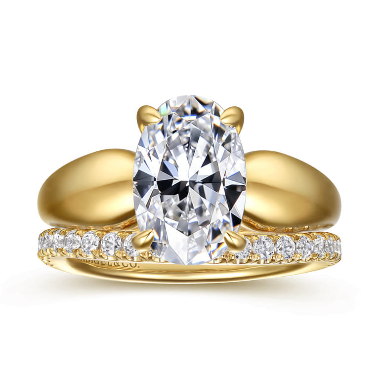 Raven - 14K Yellow Gold Oval Diamond Engagement Ring - 0.11 ct - Shot 4