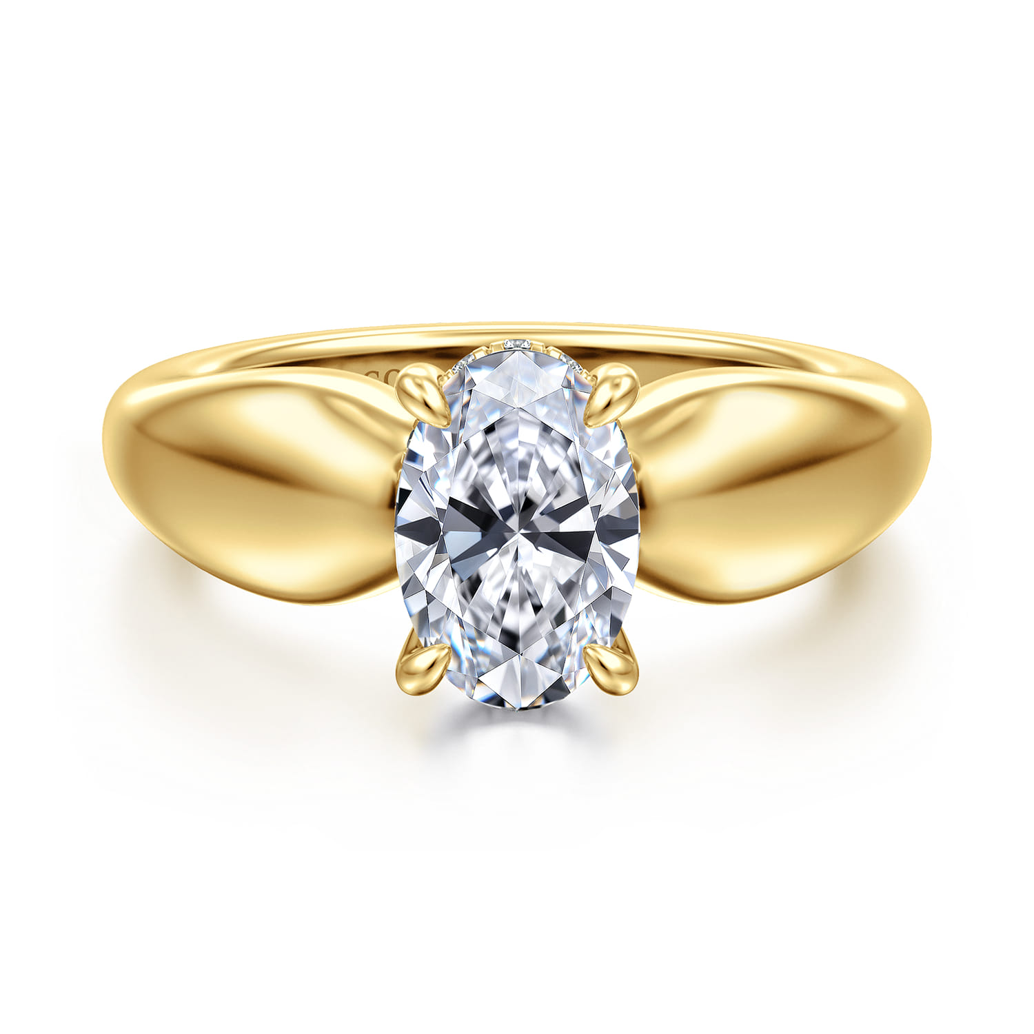 Raven - 14K Yellow Gold Oval Diamond Engagement Ring - 0.08 ct - Shot 1