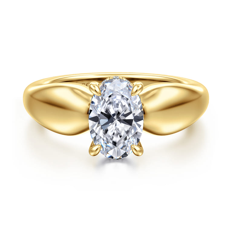 Raven - 14K Yellow Gold Oval Diamond Engagement Ring - 0.08 ct - Shot 1