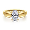 Raven - 14K Yellow Gold Oval Diamond Engagement Ring - 0.08 ct