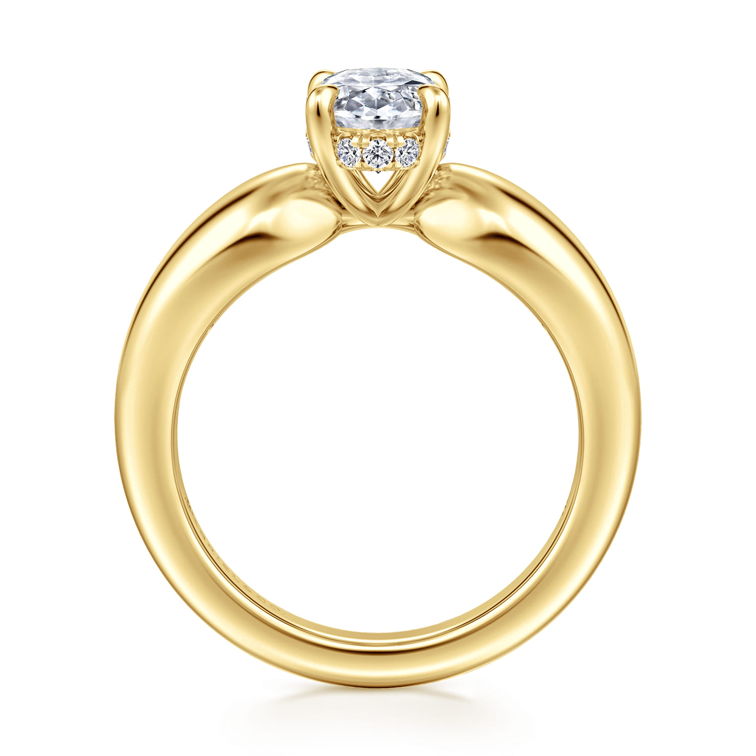 Raven - 14K Yellow Gold Oval Diamond Engagement Ring - 0.08 ct - Shot 2