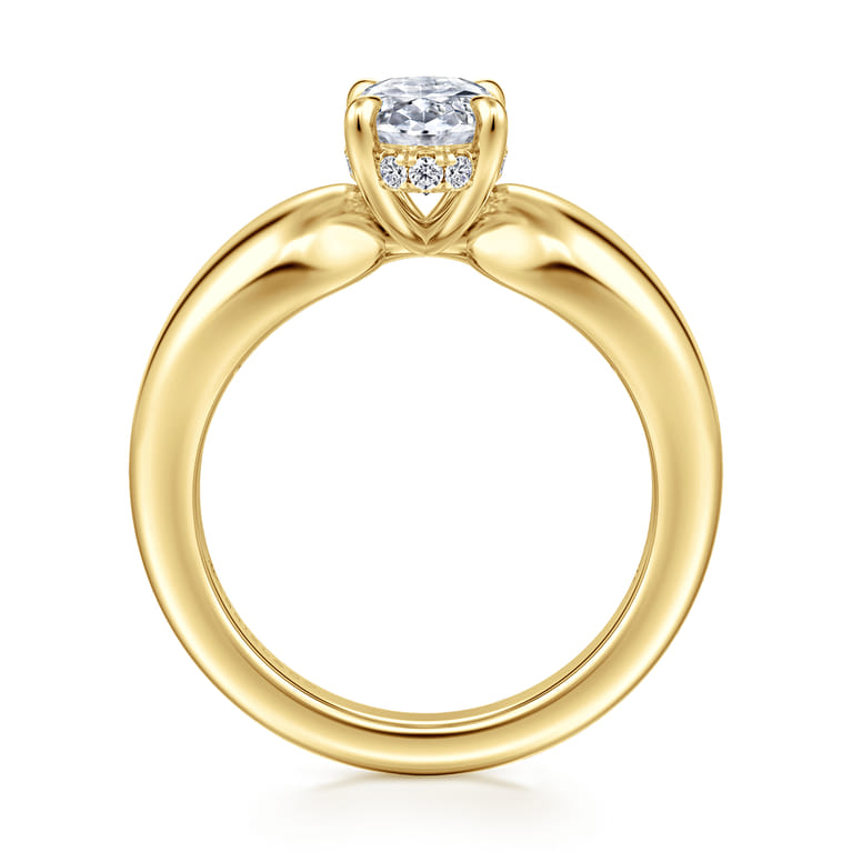 Raven - 14K Yellow Gold Oval Diamond Engagement Ring - 0.08 ct - Shot 2